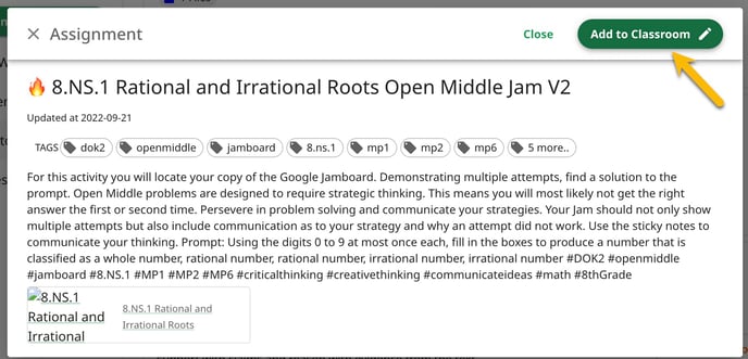 Add to Classroom Modal