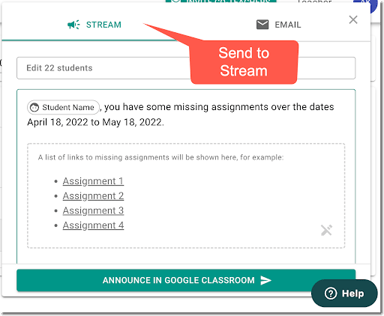 Send Schoolytics announcements directly to you class Stream