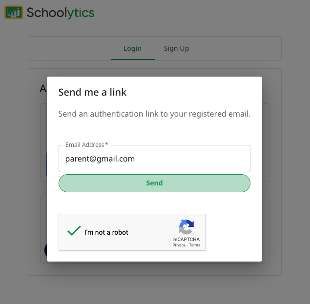 Parent Login Step 2