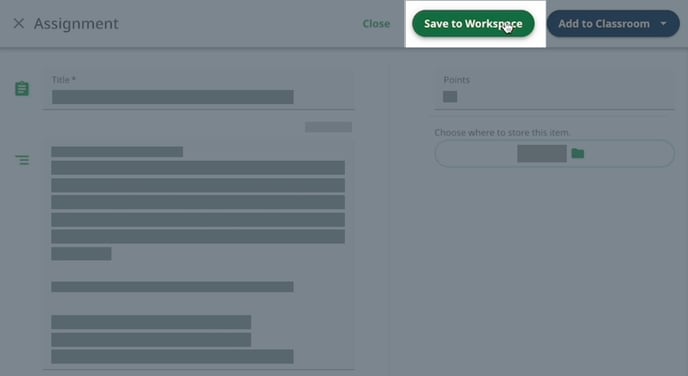 Save to Workspace