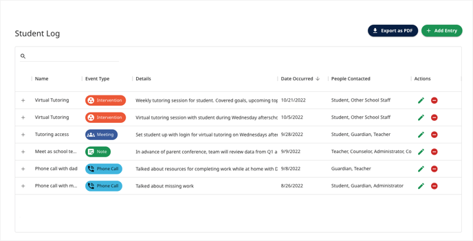 Student Log View-3