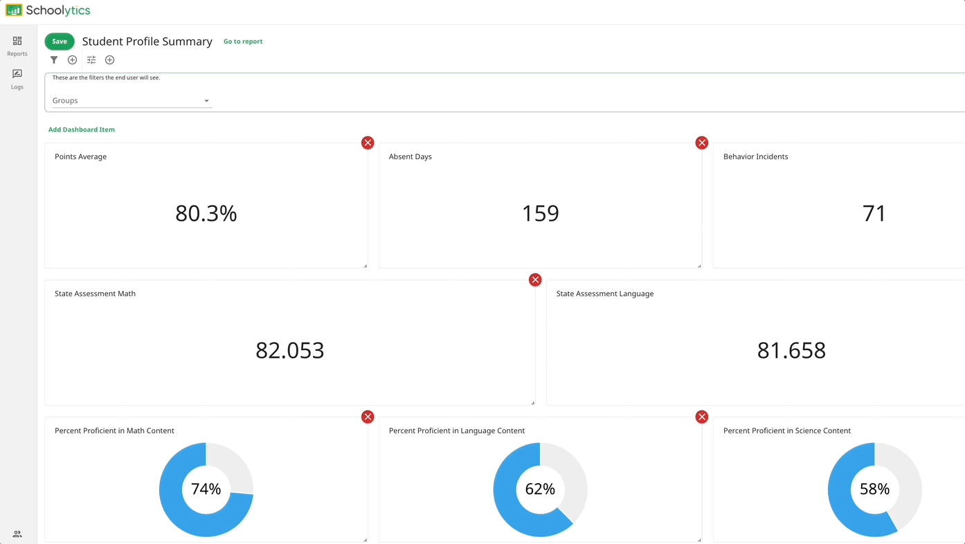 Schoolytics Dashboard Editor