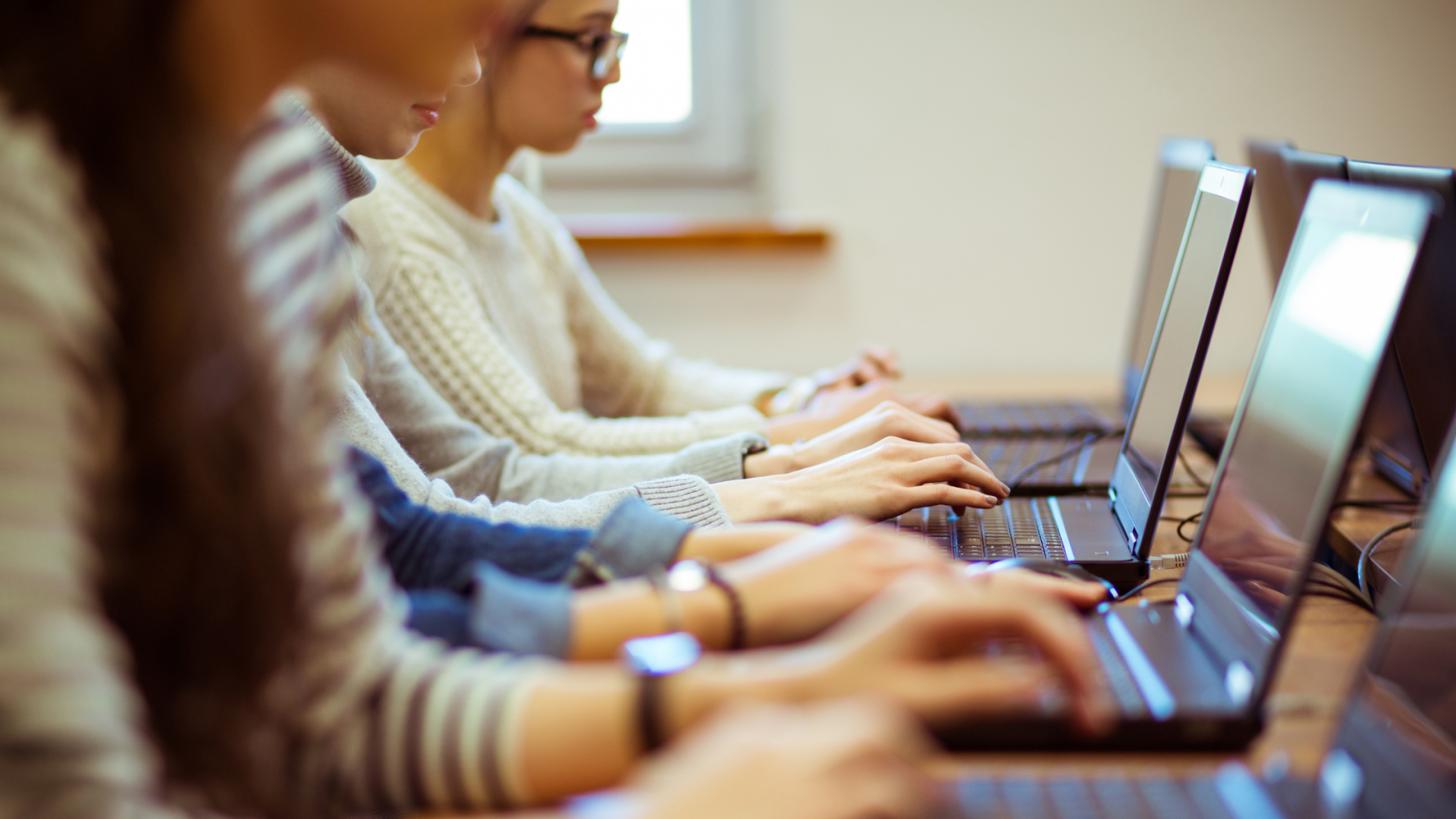 Students working on computers